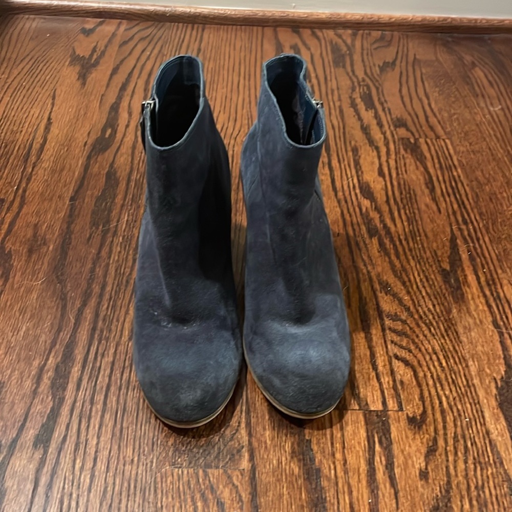 BP | Navy Blue Block Heeled Booties